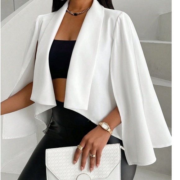 Classic white Cape work office evening Blazer - Picture 5 of 5